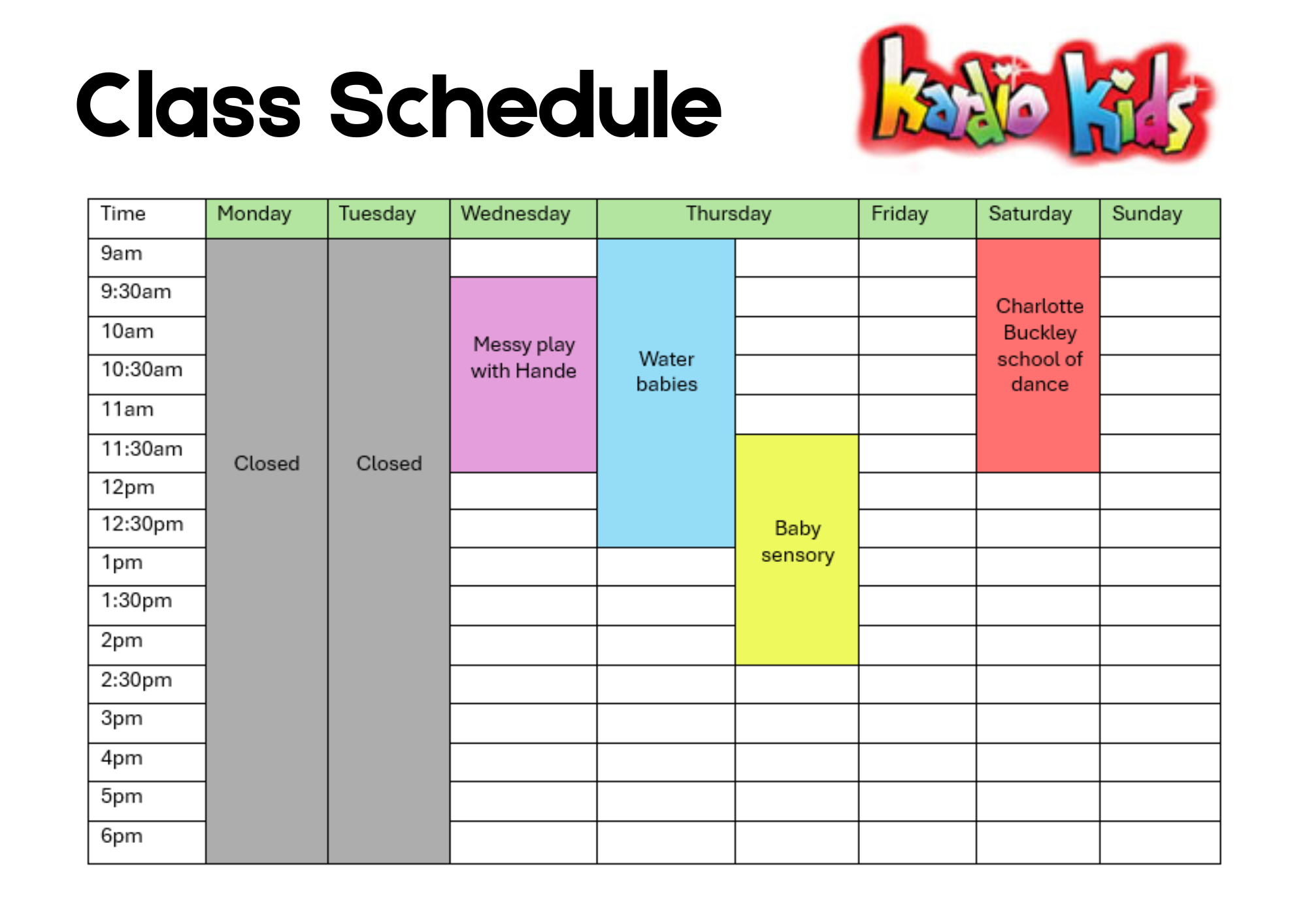 Class Schedule in Colorful Minimalist Style Class Schedule in Colorful Minimalist Style