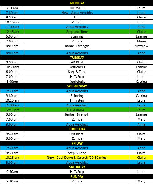 Class schedule May 23 Class schedule May 23